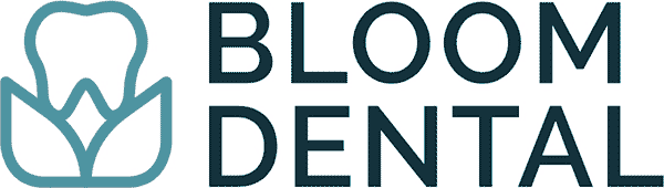 logo for bloom dental, a dentist office in bloomington indiana